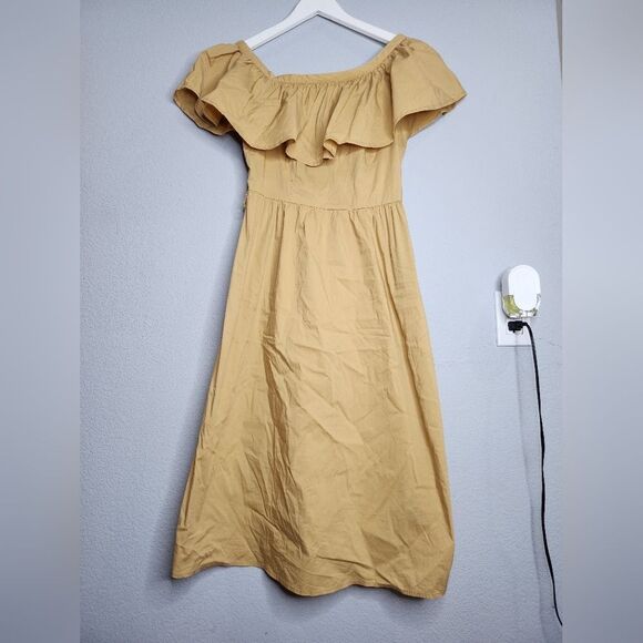 Who what wear off the shoulder khaki dress - Picture 1 of 7